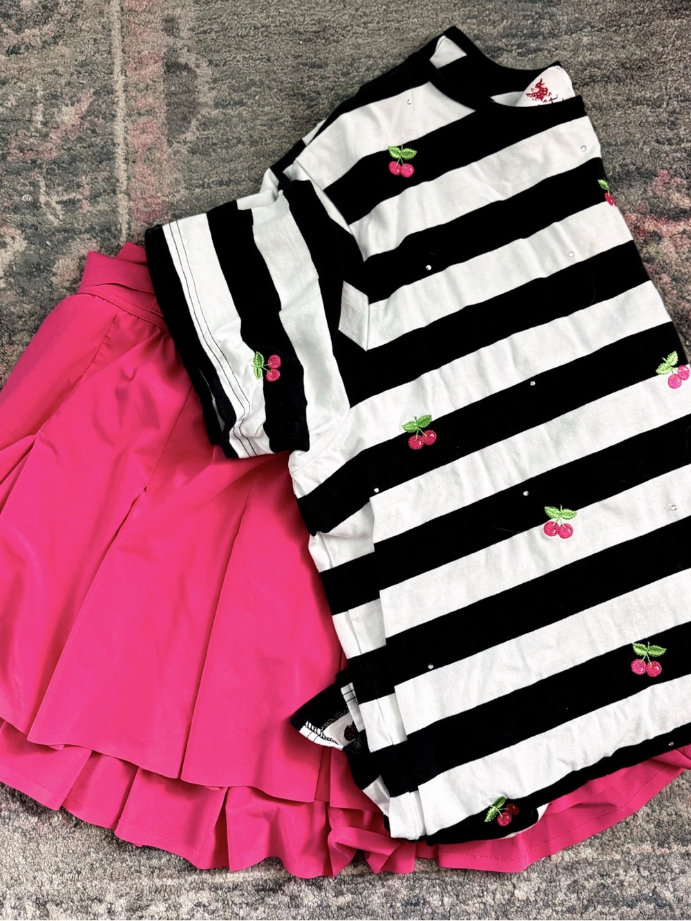 Quacker Factory Black and White Striped Chery Tee